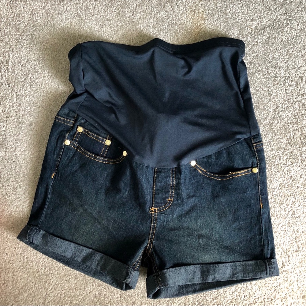Maternity Shorts, Dark Wash Denim